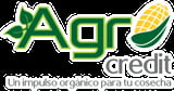 Agro Credit logo with green text and corn ear icon, tagline Un impulso organico para tu cosecha