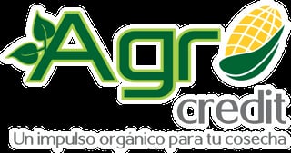 Agro Credit logo featuring green text with corn leaf and tagline for organic farming