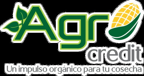 Agro Credit logo with green text, corn cob icon, and Spanish tagline Un impulso organico para tu cosecha